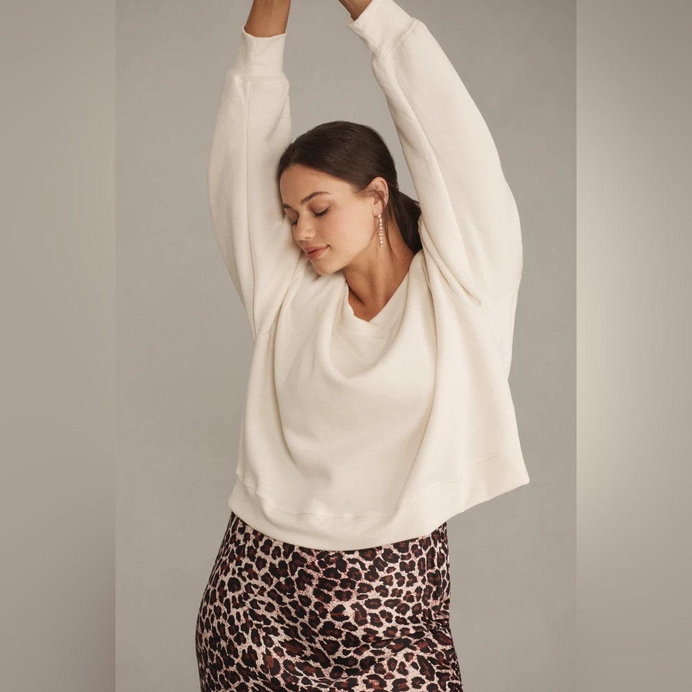ANTHROPOLOGIE 🎀 Maeve Bow-Back Sweatshirt, Ivory w/ Black Bow, 3X,NWT,SOLD OUT! - Picture 3 of 7